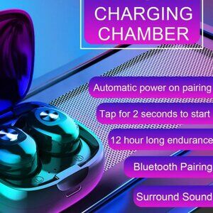 Black Wireless Earbuds BASS , Noise Cancelling, NEW